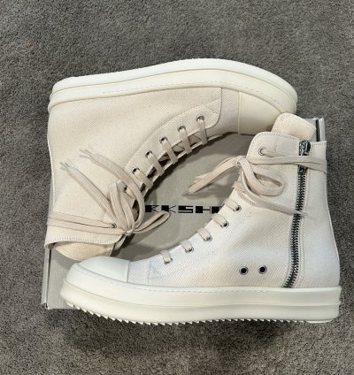 Rick Owens Chalk White Canvas Pentagram Embroidered Ramones