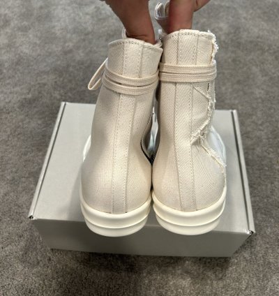 Rick Owens Chalk White Canvas Pentagram Embroidered Ramones