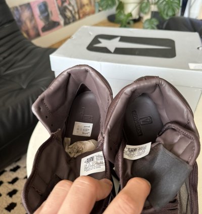 RICK OWENS CONVERSE TURBOWPN DARK BROWN LEATHER SNEAEKERS HI