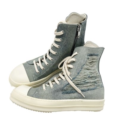 RICK OWENS DISTRESSED BLUE DENIM RAMONE DRKSHDW