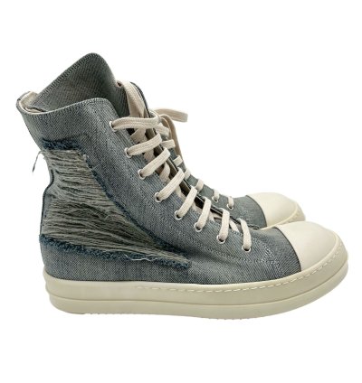 RICK OWENS DISTRESSED BLUE DENIM RAMONE DRKSHDW