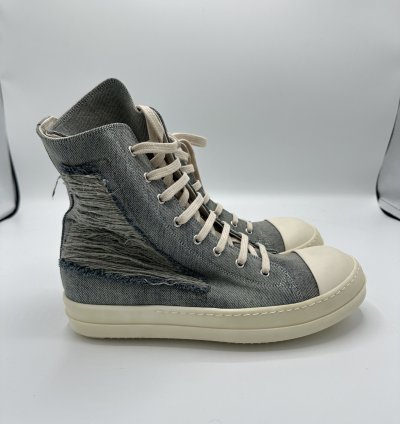 RICK OWENS DISTRESSED BLUE DENIM RAMONE DRKSHDW