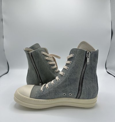 RICK OWENS DISTRESSED BLUE DENIM RAMONE DRKSHDW