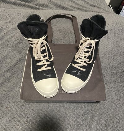 RICK OWENS DRKSHDW Black Foil Slash Hi-Top Ramones