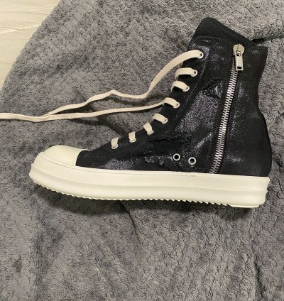 RICK OWENS DRKSHDW Black Foil Slash Hi-Top Ramones