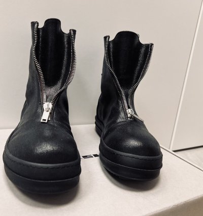 Rick Owens Drkshdw Front Zip Wax Denim Sneaker FINAL SALE