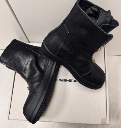 Rick Owens Drkshdw Front Zip Wax Denim Sneaker FINAL SALE