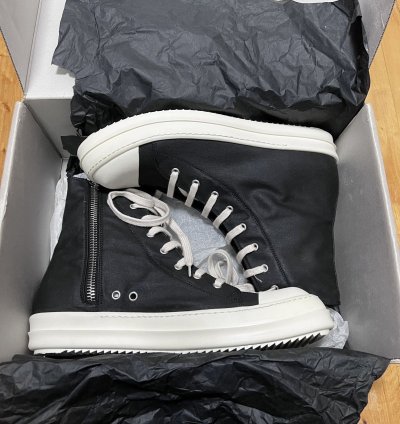 Rick owens drkshdw fw14 waxed ramones high top sneakers
