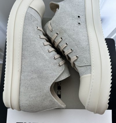Rick Owens DRKSHDW GREY CANVAS LOW Ramones Melange Milk 46
