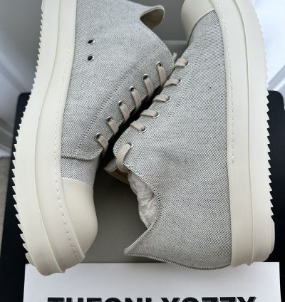 Rick Owens DRKSHDW GREY CANVAS LOW Ramones Melange Milk 46