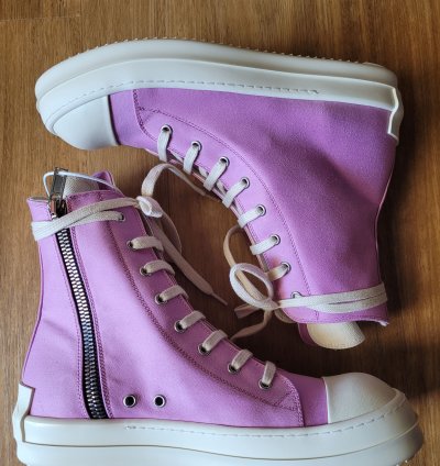 Rick Owens DRKSHDW High Top Ramones Pink Sneakers