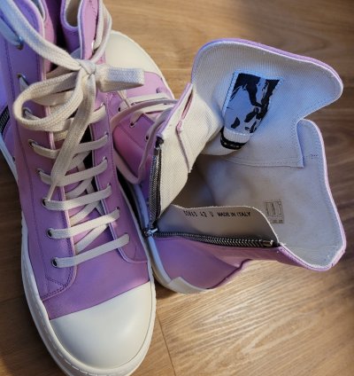 Rick Owens DRKSHDW High Top Ramones Pink Sneakers