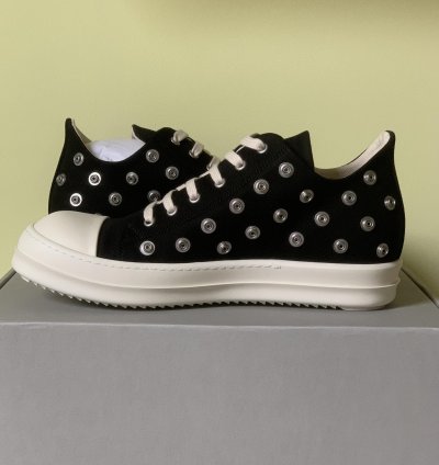 rick owens drkshdw ramones low sneaks eyelet black milk