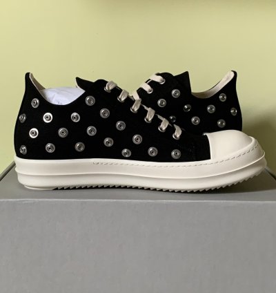 rick owens drkshdw ramones low sneaks eyelet black milk