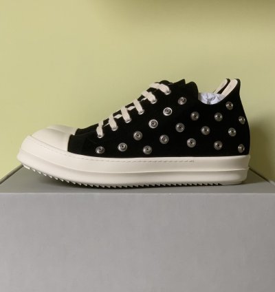 rick owens drkshdw ramones low sneaks eyelet black milk