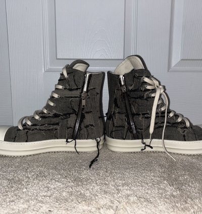 Rick Owens DRKSHDW Scarpe in Denim Slashed High Top Sneaker
