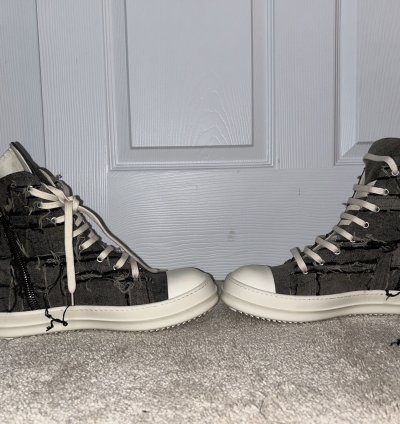 Rick Owens DRKSHDW Scarpe in Denim Slashed High Top Sneaker
