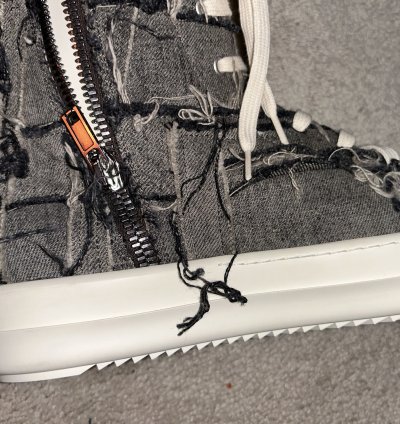 Rick Owens DRKSHDW Scarpe in Denim Slashed High Top Sneaker