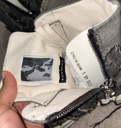Rick Owens DRKSHDW Scarpe in Denim Slashed High Top Sneaker
