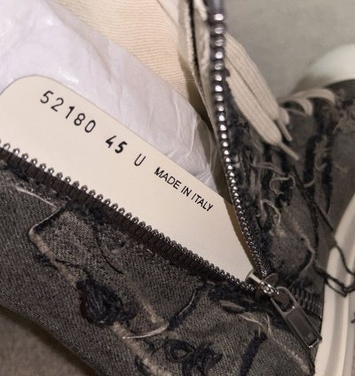 Rick Owens DRKSHDW Scarpe in Denim Slashed High Top Sneaker