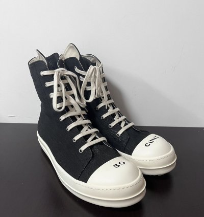 Rick owens drkshdw so cunt ramones high top sneakers sz 46