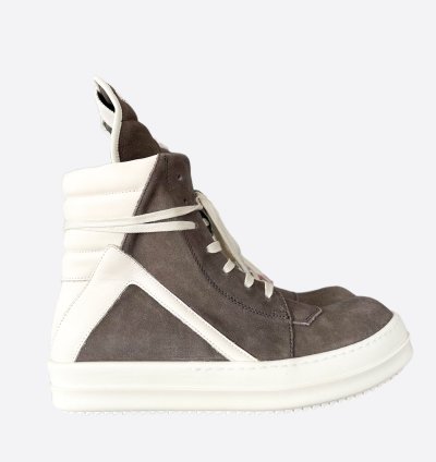 Rick Owens Dust White Suede Geobaskets