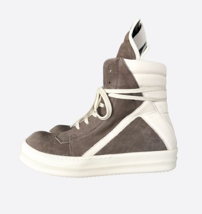 Rick Owens Dust White Suede Geobaskets