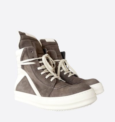 Rick Owens Dust White Suede Geobaskets
