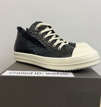 RICK OWENS EDFU PYTHON LEATHER BLACK MILK RAMONES LOW