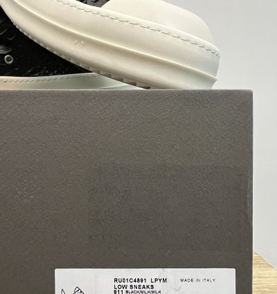 RICK OWENS EDFU PYTHON LEATHER BLACK MILK RAMONES LOW