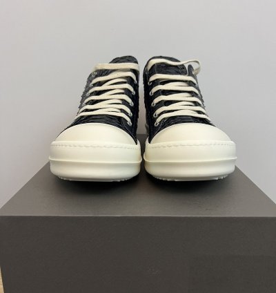 RICK OWENS EDFU PYTHON LEATHER BLACK MILK RAMONES LOW