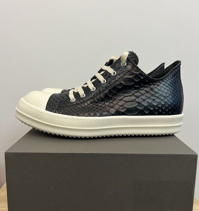 RICK OWENS EDFU PYTHON LEATHER BLACK MILK RAMONES LOW