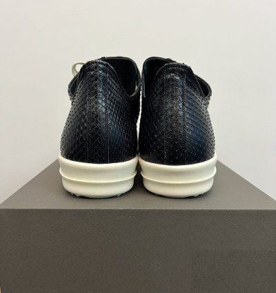 RICK OWENS EDFU PYTHON LEATHER BLACK MILK RAMONES LOW