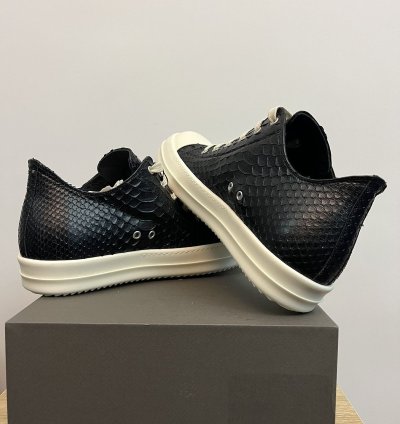 RICK OWENS EDFU PYTHON LEATHER BLACK MILK RAMONES LOW