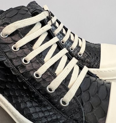 RICK OWENS EDFU PYTHON LEATHER BLACK MILK RAMONES LOW