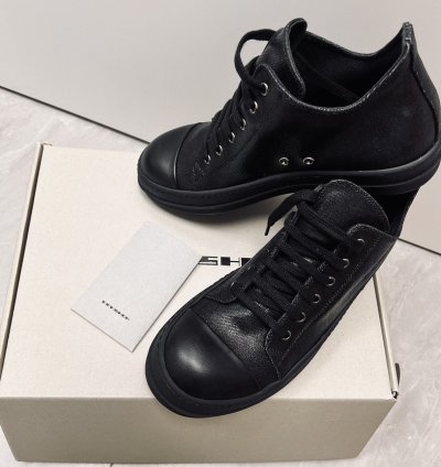 Rick Owens Foil Denim Triple Black Ramones Low Sneaker