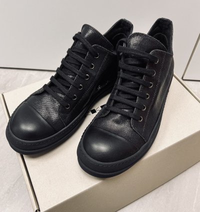 Rick Owens Foil Denim Triple Black Ramones Low Sneaker