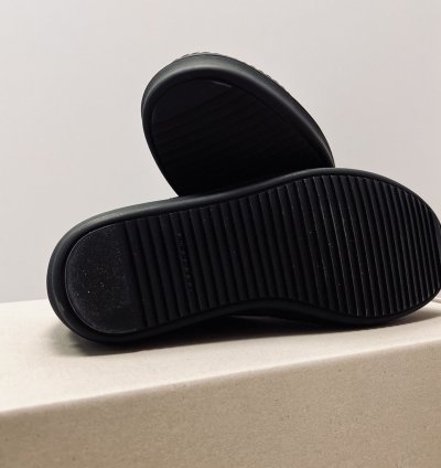 Rick Owens Foil Denim Triple Black Ramones Low Sneaker