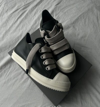 Rick Owens Forest Green Jumbo Lace Leather Sneakers