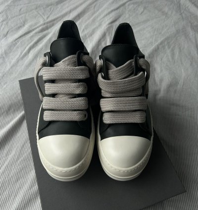 Rick Owens Forest Green Jumbo Lace Leather Sneakers