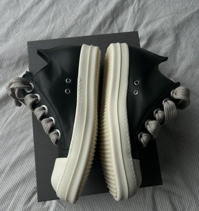 Rick Owens Forest Green Jumbo Lace Leather Sneakers