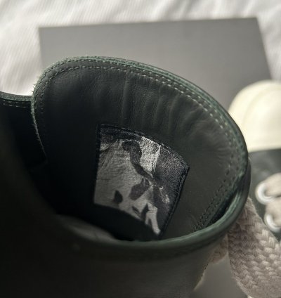 Rick Owens Forest Green Jumbo Lace Leather Sneakers