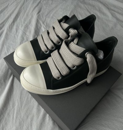 Rick Owens Forest Green Jumbo Lace Leather Sneakers