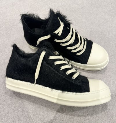 Rick Owens Fur Mens Low Sneakers Black Size UK45