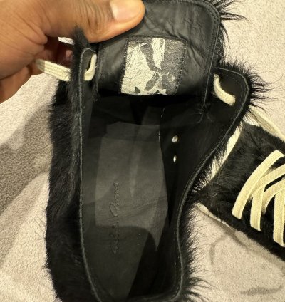 Rick Owens Fur Mens Low Sneakers Black Size UK45