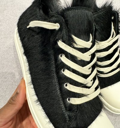 Rick Owens Fur Mens Low Sneakers Black Size UK45