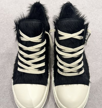 Rick Owens Fur Mens Low Sneakers Black Size UK45