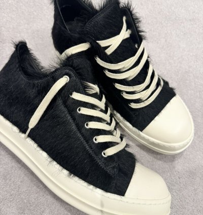 Rick Owens Fur Mens Low Sneakers Black Size UK45