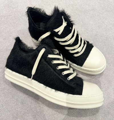 Rick Owens Fur Mens Low Sneakers Black Size UK45