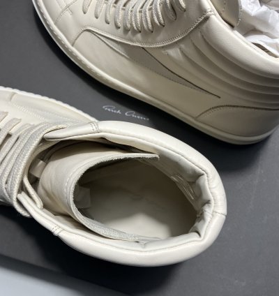RICK OWENS FW24 PORTERVILLE High Vintage Sneaks Milk White
